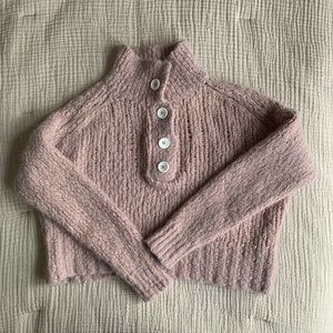 Everlane Lofty-Knit Henley Pullover Sweater Size Medium Heathered Burnt Sugar